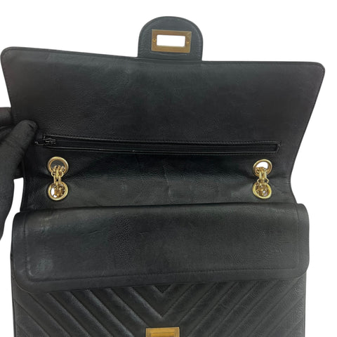 Chanel Classic Timeless 2.55 Bag Black Caviar Leather Gold Hardware
