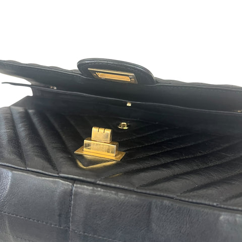Chanel Classic Timeless 2.55 Bag Black Caviar Leather Gold Hardware