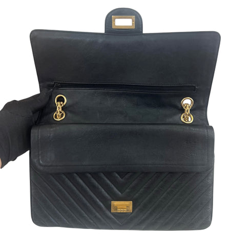 Chanel Classic Timeless 2.55 Bag Black Caviar Leather Gold Hardware