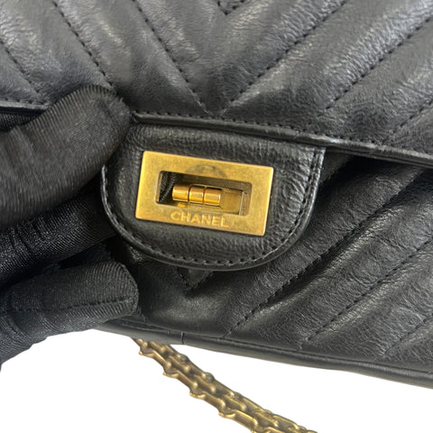 Chanel Classic Timeless 2.55 Bag Black Caviar Leather Gold Hardware