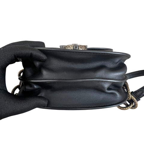 Bottega Veneta Umbria Chain Saddle Bag Purse Black Leather