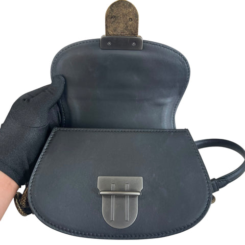 Bottega Veneta Umbria Chain Saddle Bag Purse Black Leather