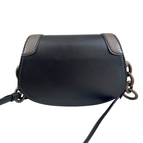 Bottega Veneta Umbria Chain Saddle Bag Purse Black Leather
