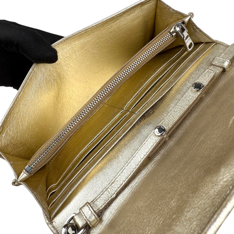 Miu Miu Continental Chain Wallet Matelasse Leather