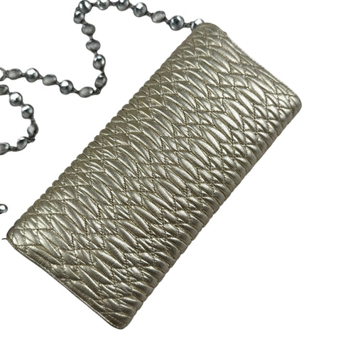 Miu Miu Continental Chain Wallet Matelasse Leather