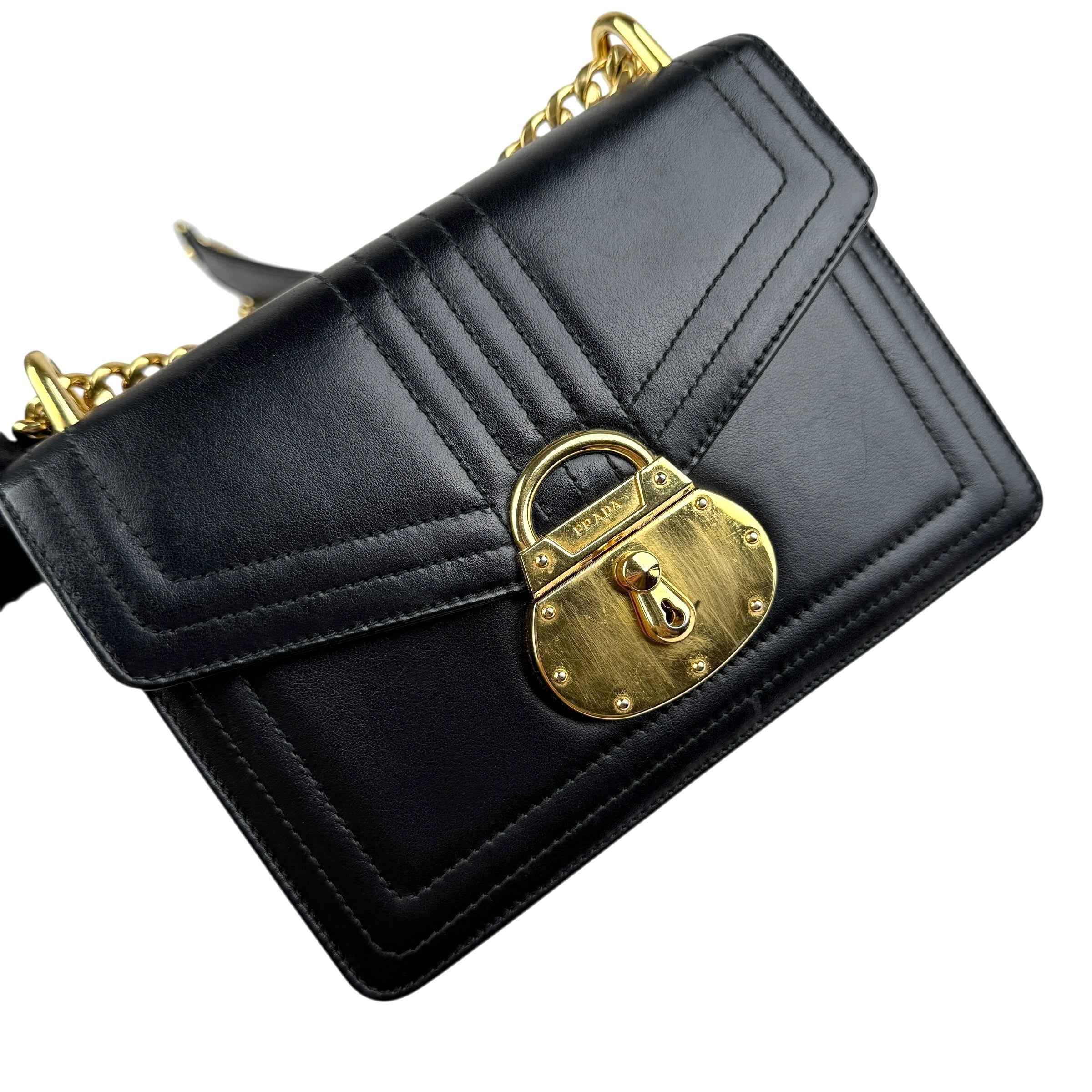 Prada Padlock Chain Black crossbody bag