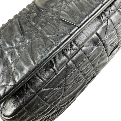 Christian Dior Black Delices Gaufre Cannage Lambskin Leather Medium Flap Bag