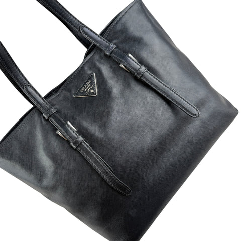 Prada Black City Sport Leather Tote Bag