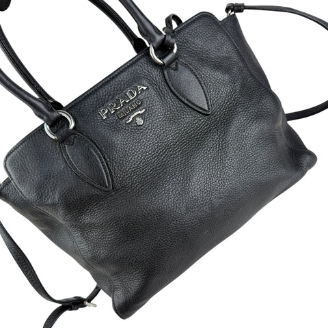 Prada Leather Vitello Phenix Tote Black