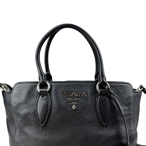 Prada Leather Vitello Phenix Tote Black