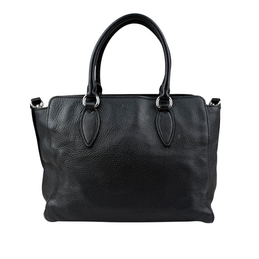 Pre-owned prada-leather-vitello-phenix-tote-black back view