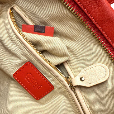 Chloe Red  Leather Paraty Bag Medium