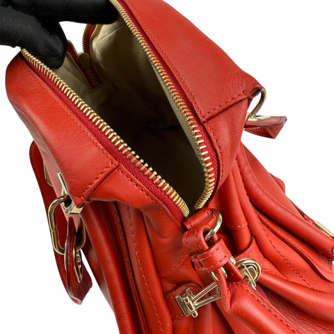 Chloe Red  Leather Paraty Bag Medium