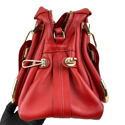 Chloe Red  Leather Paraty Bag Medium
