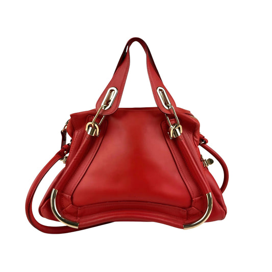 Chloe Red  Leather Paraty Bag Medium