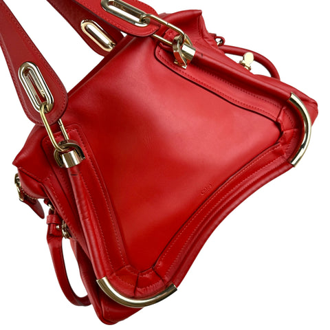 Chloe Red  Leather Paraty Bag Medium