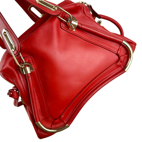 Chloe Red  Leather Paraty Bag Medium