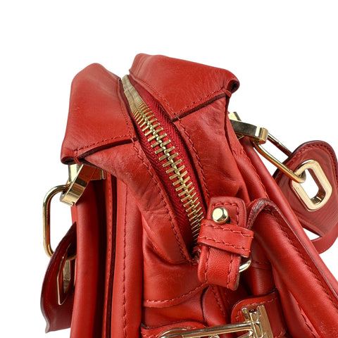 Chloe Red  Leather Paraty Bag Medium
