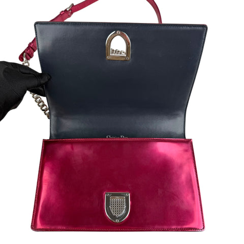 Dior Pink Metallic Perforated Leather Medium Diorama Bag