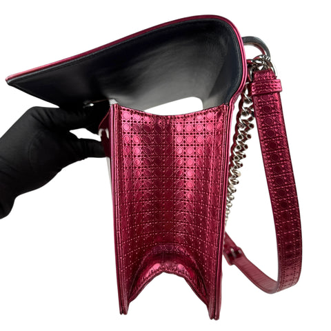 Dior Pink Metallic Perforated Leather Medium Diorama Bag
