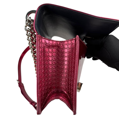 Dior Pink Metallic Perforated Leather Medium Diorama Bag