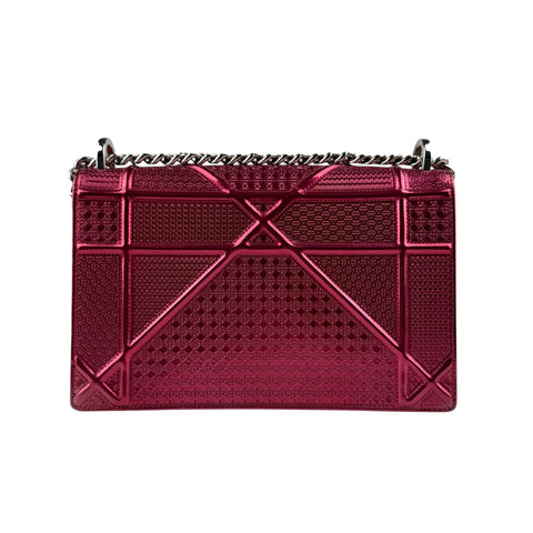 Dior Pink Metallic Perforated Leather Medium Diorama Bag