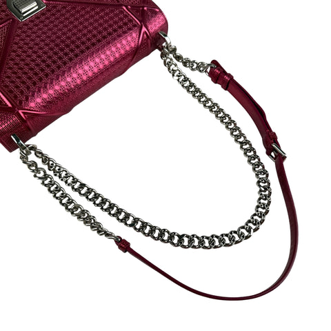 Dior Pink Metallic Perforated Leather Medium Diorama Bag
