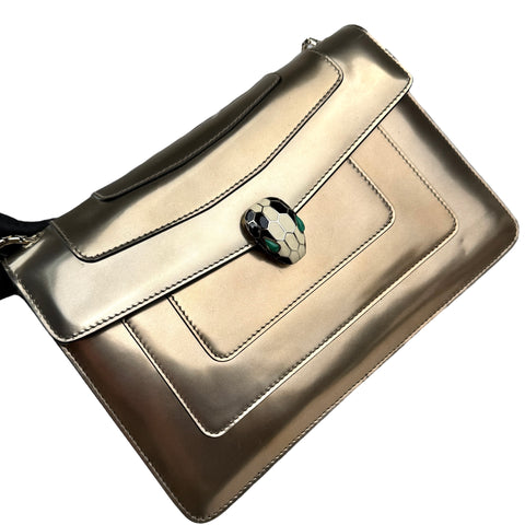Bulgari Serpenti Forever Flap Cover in Metallic Leather