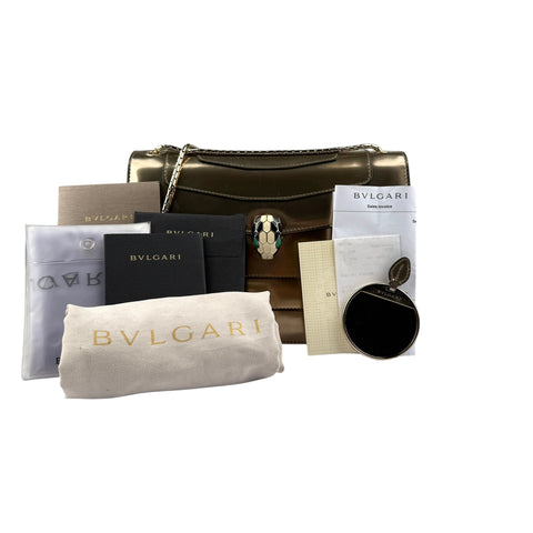 Bulgari Serpenti Forever Flap Cover in Metallic Leather