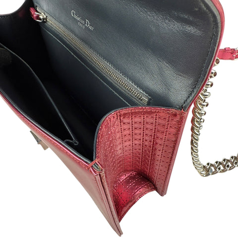 Dior Pink Metallic Perforated Leather Medium Diorama Bag