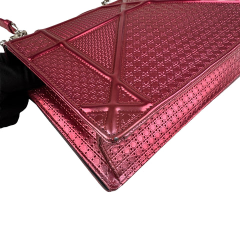 Dior Pink Metallic Perforated Leather Medium Diorama Bag