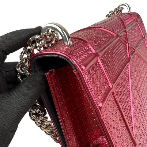 Dior Pink Metallic Perforated Leather Medium Diorama Bag