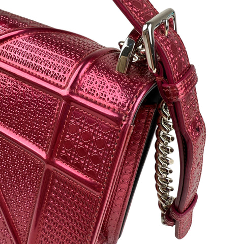 Dior Pink Metallic Perforated Leather Medium Diorama Bag