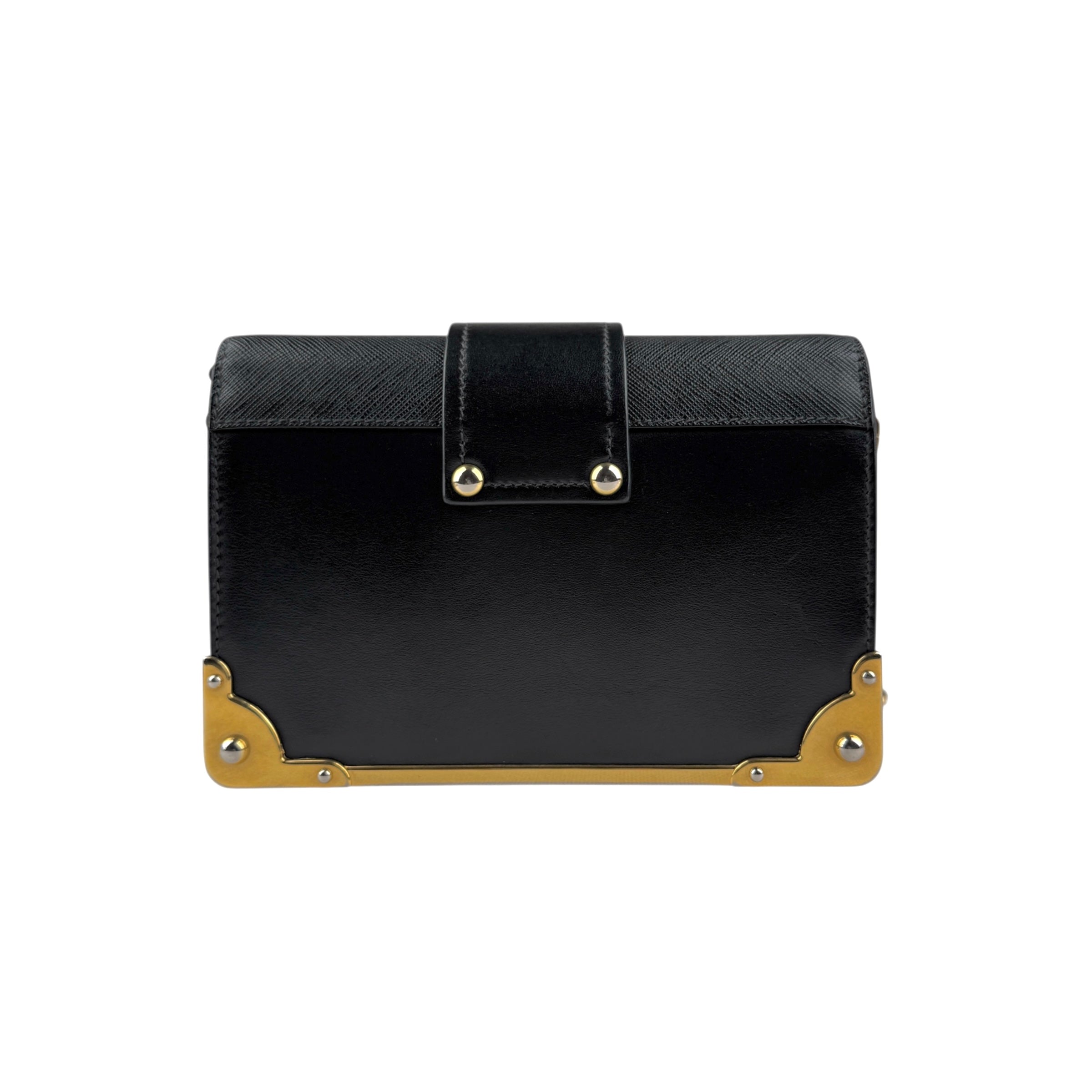 Pre-owned prada-city-calf-saffiano-leather-cahier-handbag back view