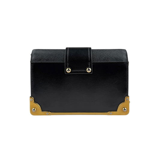 Pre-owned prada-city-calf-saffiano-leather-cahier-handbag back view