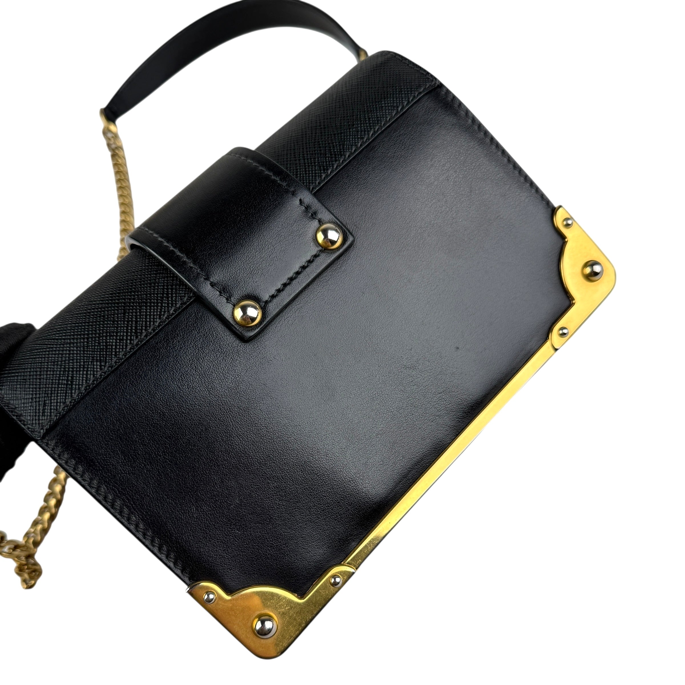 Pre-owned prada-city-calf-saffiano-leather-cahier-handbag