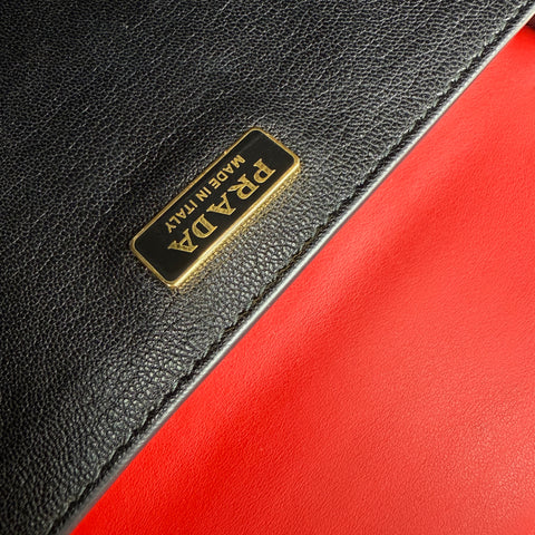 Prada City Calf And Saffiano Leather Cahier Crossbody Bag Red/Black handbag