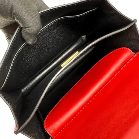 Prada City Calf And Saffiano Leather Cahier Crossbody Bag Red/Black handbag