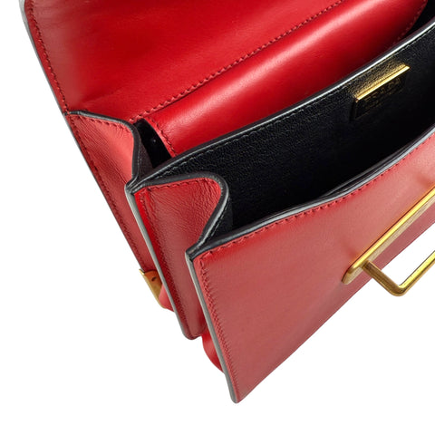 Prada City Calf And Saffiano Leather Cahier Crossbody Bag Red/Black handbag