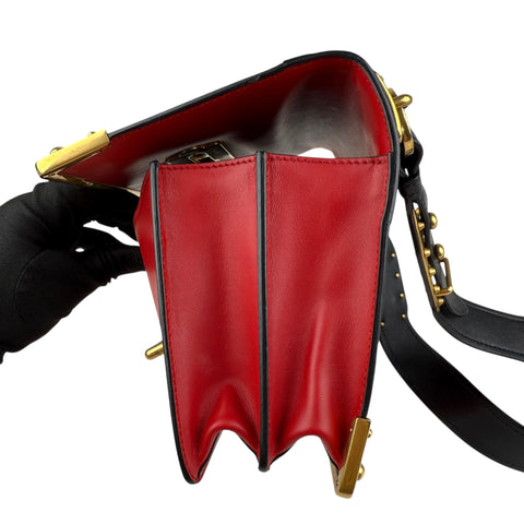 Prada City Calf And Saffiano Leather Cahier Crossbody Bag Red/Black handbag