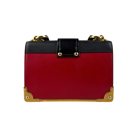 Prada City Calf And Saffiano Leather Cahier Crossbody Bag Red/Black handbag