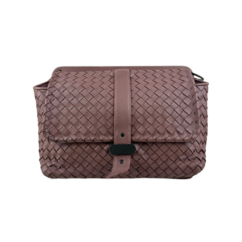 Bottega Veneta Leather Intrecciato Double Sided Flap Shoulder Bag