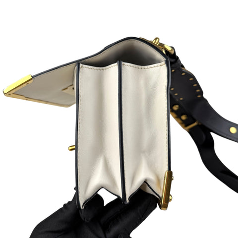 Prada City Calf And Saffiano Leather Cahier Crossbody Bag White/Black handbag