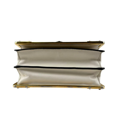 Prada City Calf And Saffiano Leather Cahier Crossbody Bag White/Black handbag