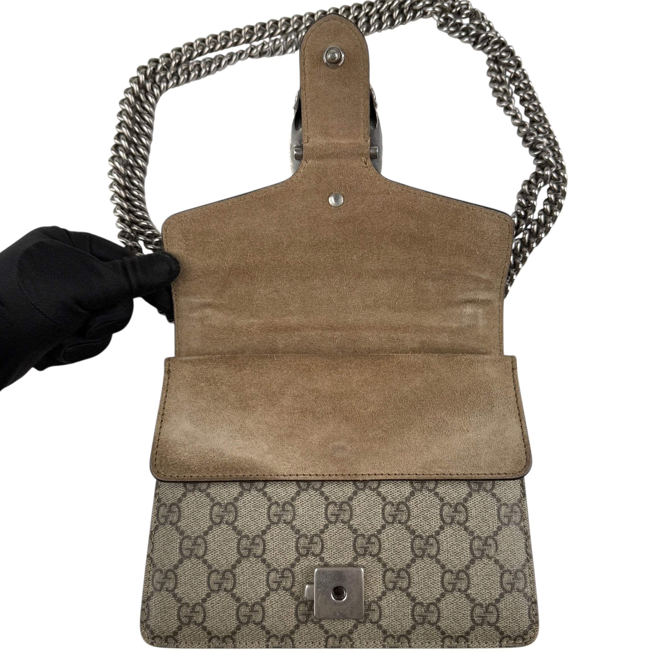 Pre-owned gucci-dionysus-shoulder-bag-gg-supreme-mini-brown-front