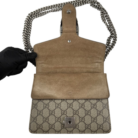 Pre-owned gucci-dionysus-shoulder-bag-gg-supreme-mini-brown-front