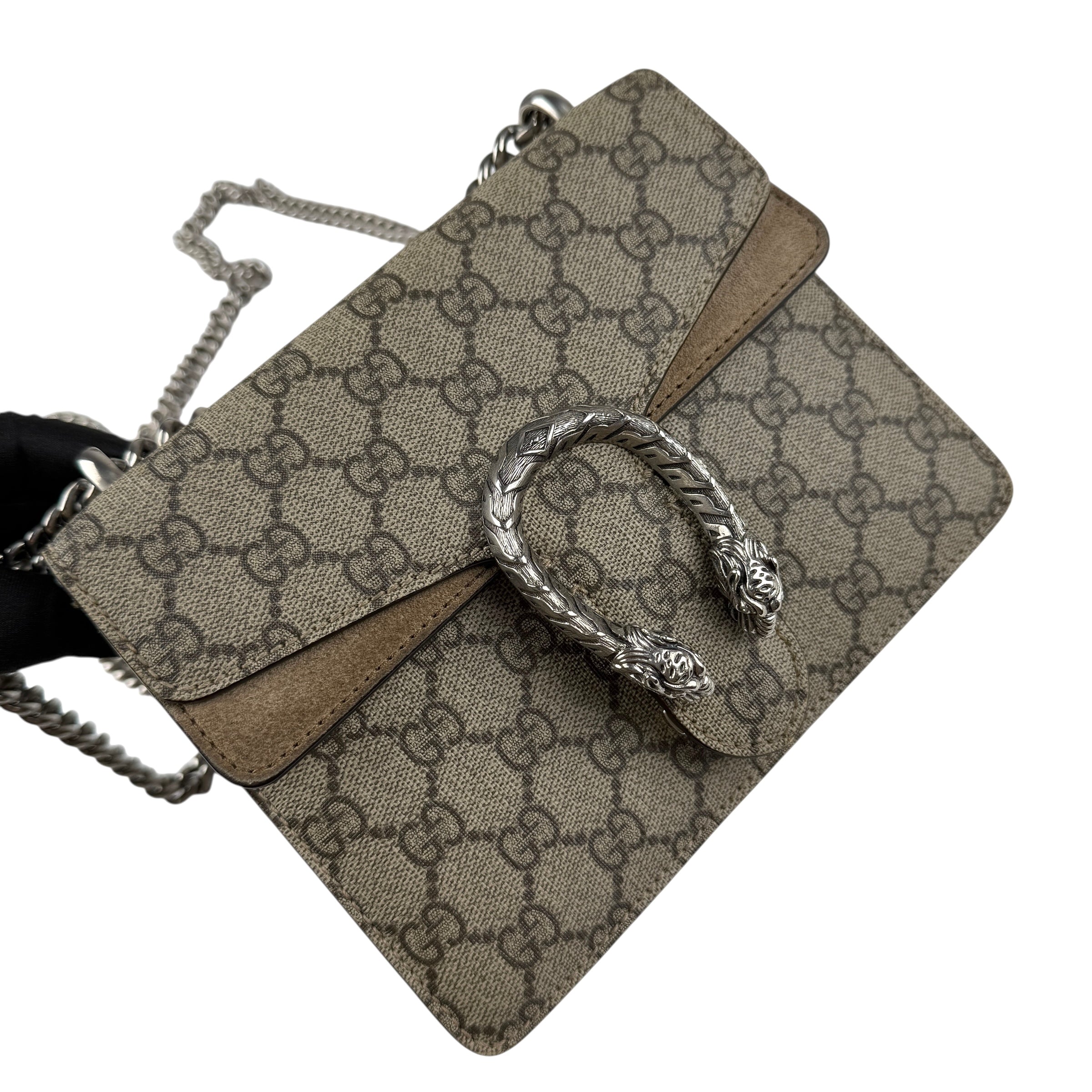 Pre-owned gucci-dionysus-shoulder-bag-gg-supreme-mini-brown-front