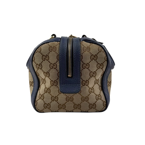 Pre-owned Gucci Monogram Vintage Web Medium Boston Blue bag