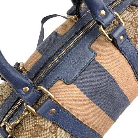 Pre-owned Gucci Monogram Vintage Web Medium Boston Blue bag