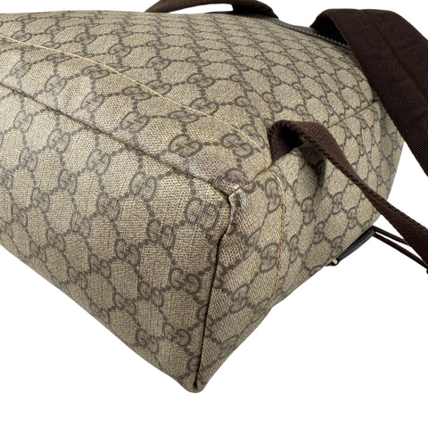 Pre-owned gucci-single-buckle-backpack-gg-supreme-canvas-brown